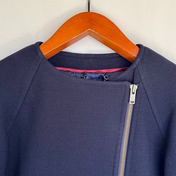 J. Crew Navy Blue Wool Blend Double Cloth Zip Front Wool Blend Jacket Size 14 - Picture 7 of 16